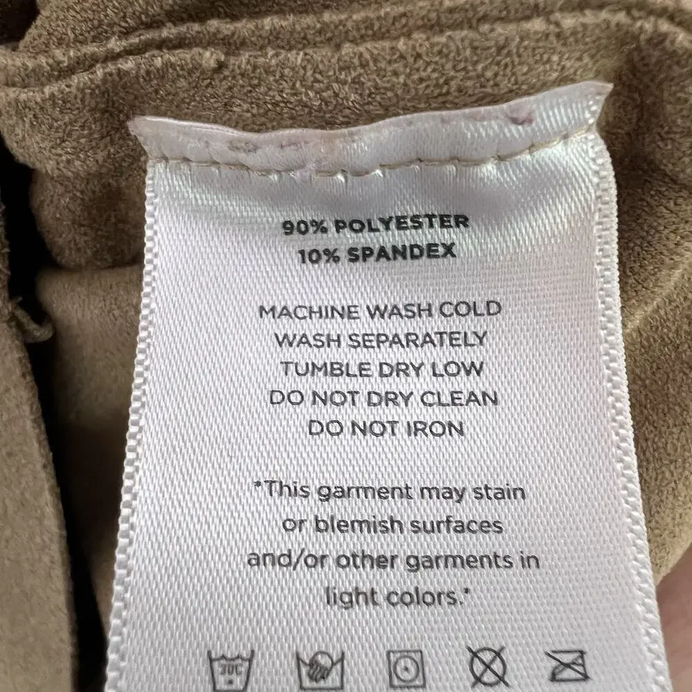 Mote Womens Tan Khaki Faux Suede Draped Full Zip Stretch Moto Jacket XXL Brown - Picture 7 of 9